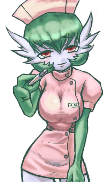 gardevoir, nintendo, pokemon, breasts, gen 3 pokemon, no humans, nurse, pokemon (creature), simple background, solo