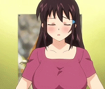 mayo-nee, ero-manga mitai na koi shiyou, lets fall in love the ero-manga, animated, animated gif, lowres, 1boy, 1girl, blush, bouncing breasts, breasts, brown hair, clothes lift, flashing, indoors, jumping, large breasts, long hair, nipples, no bra, shirt lift, undressing