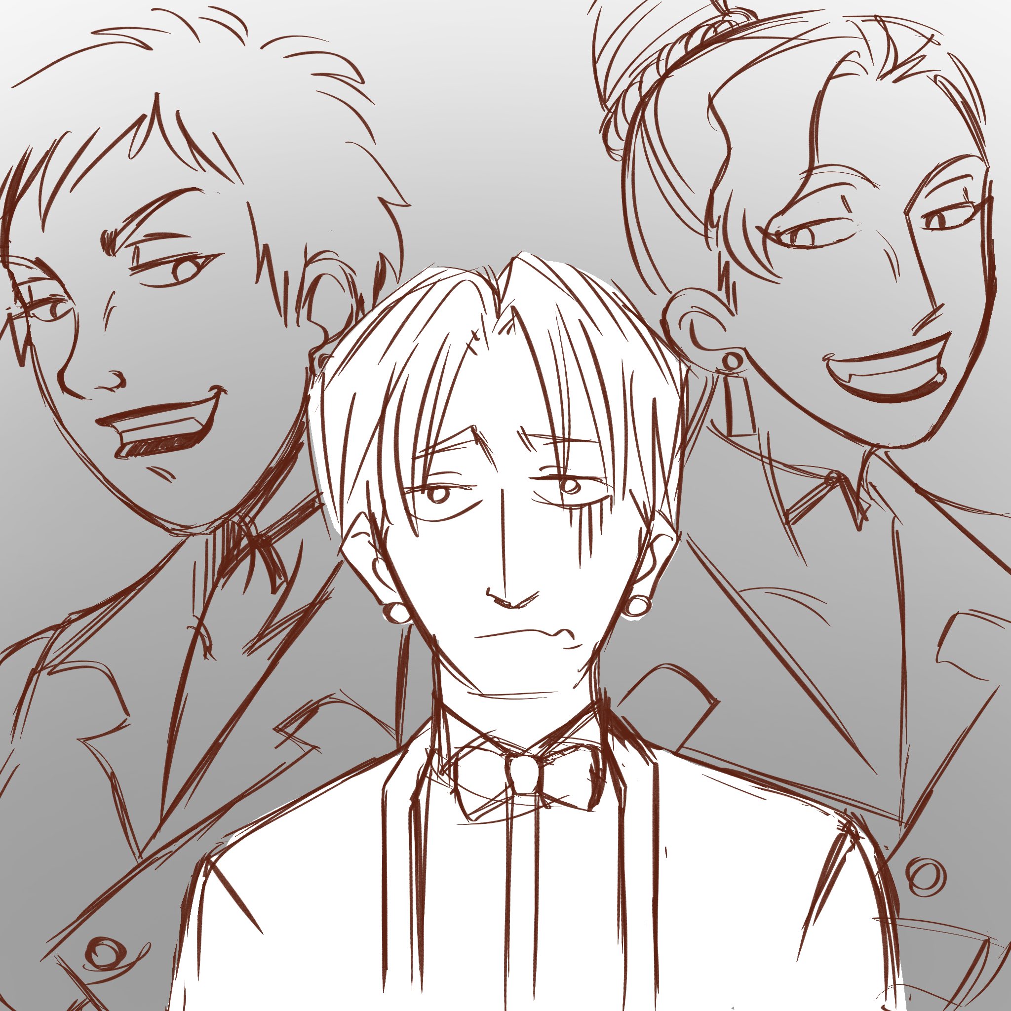 king (snk), mature (kof), vice (kof), the king of fighters, 3girls, earrings, female focus, formal clothes, hair bun, jewelry, long hair, looking at viewer, multiple girls, shirt, short hair, smile, smiley face, suit, tuxedo, velvetcobalt, white shirt