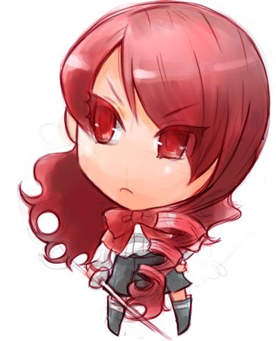 kuma jet, kirijou mitsuru, atlus, persona, persona 3, bad id, bad pixiv id, lowres, chibi, rapier, solo, sword, weapon