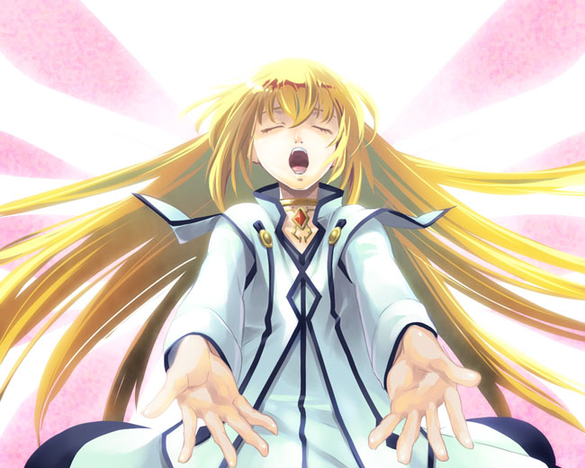 hpa (foolish factory), colette brunel, tales of (series), tales of symphonia, 00s, blonde hair, closed eyes, long hair, solo