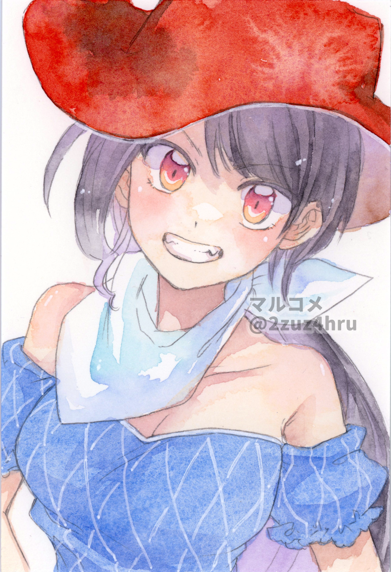 2zuz4hru, kurokoma saki, touhou, painting (medium), tagme, traditional media, watercolor (medium), 1girl