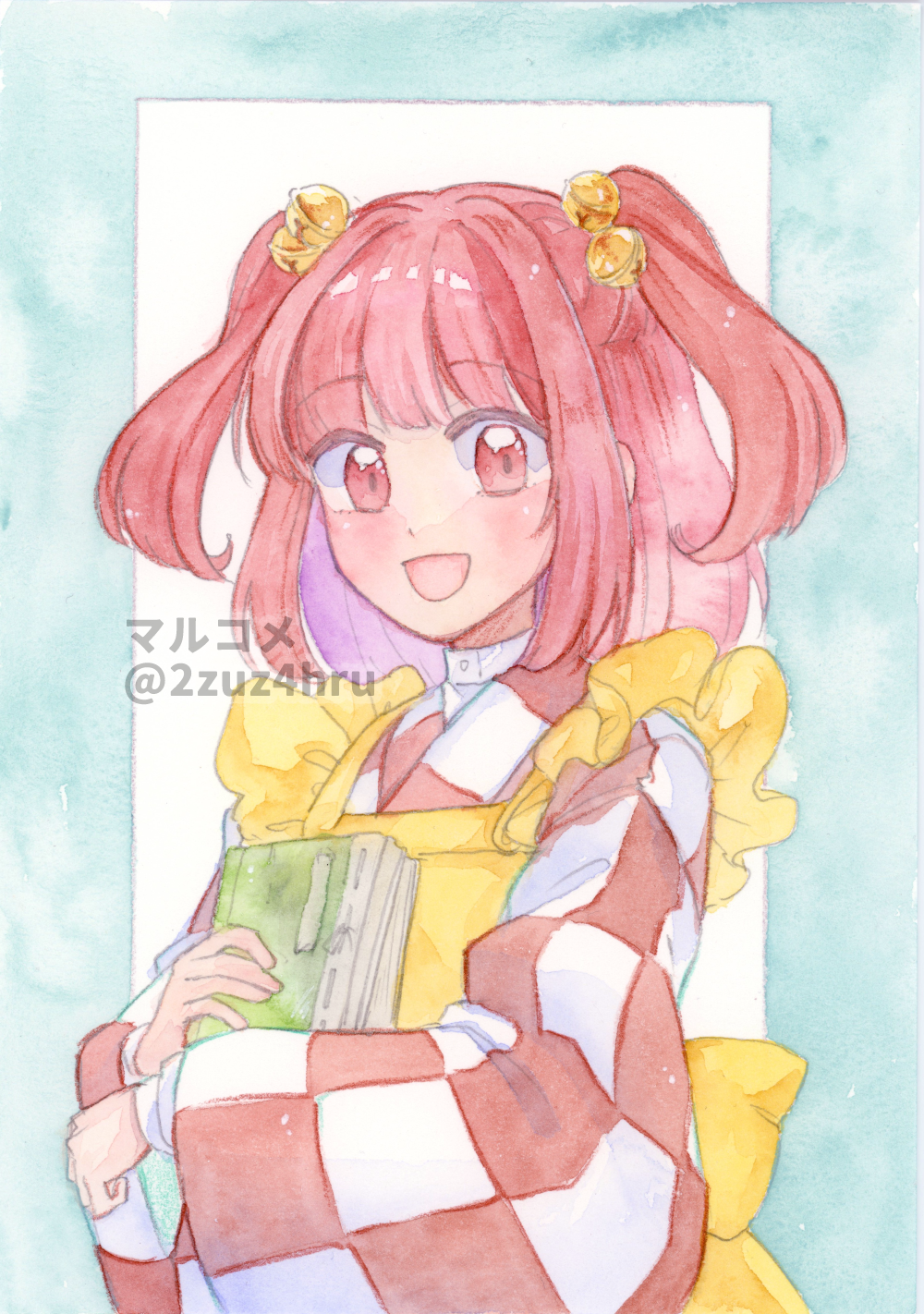 2zuz4hru, motoori kosuzu, touhou, highres, painting (medium), tagme, traditional media, watercolor (medium), 1girl