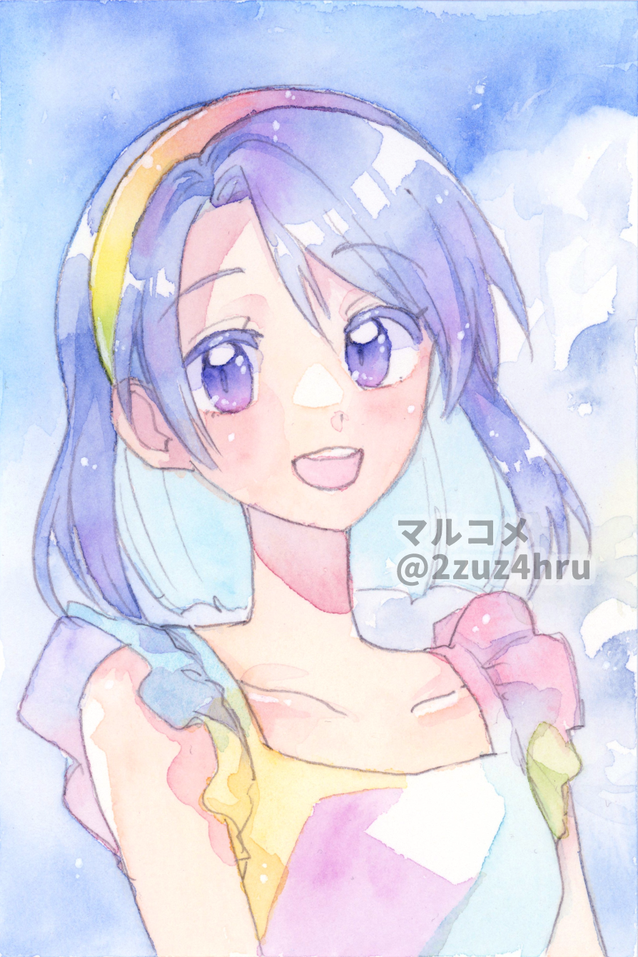 2zuz4hru, tenkyuu chimata, touhou, highres, painting (medium), tagme, traditional media, watercolor (medium), 1girl