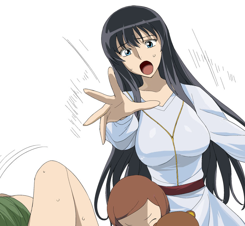 a1 (initial-g), marina ismail, gundam, gundam 00, 00s, 1girl, black hair, blue eyes, breasts, long hair, simple background