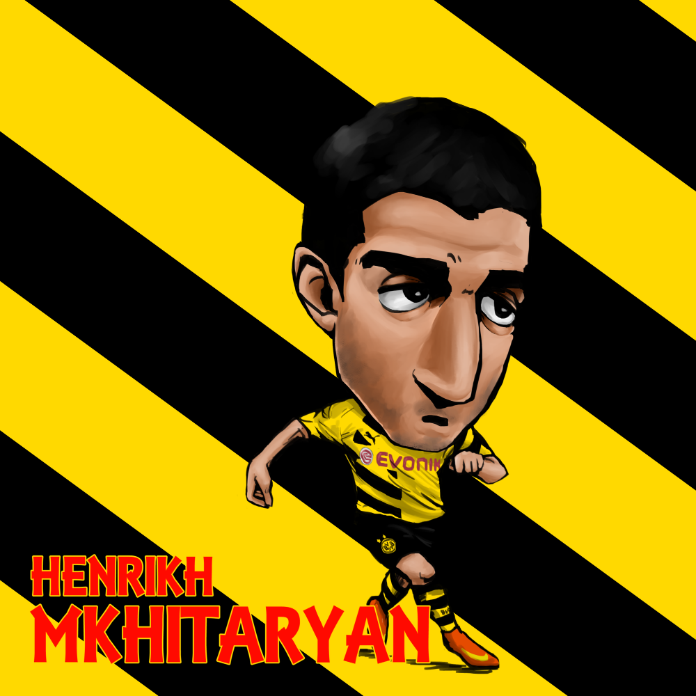 borussia dortmund, 1boy, black hair, black pants, evolik, football uniform, henrikh mkitaryan, pants, sportswear