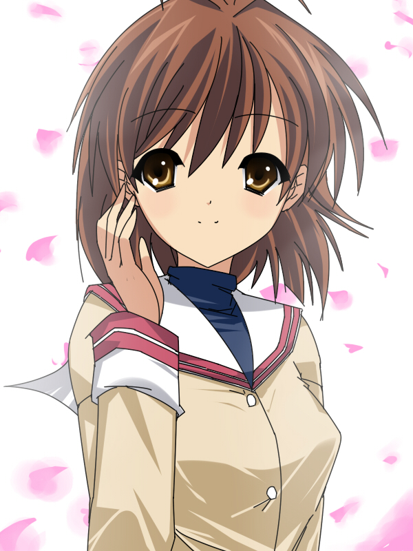 auauun, furukawa nagisa, clannad, bad id, bad pixiv id, 00s, brown eyes, brown hair, school uniform, short hair, solo