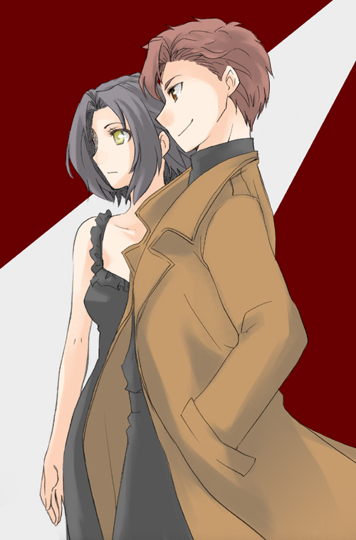 yo (pixiv260787), chane laforet, claire stanfield, baccano!, bad id, bad pixiv id, 00s, black hair, red hair, short hair, yellow eyes