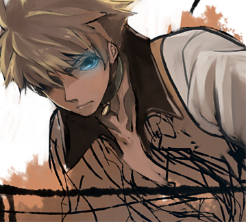 guy cecil, tales of (series), tales of the abyss, lowres, 00s, 1boy, blonde hair, choker, glowing, glowing eyes, male focus, solo