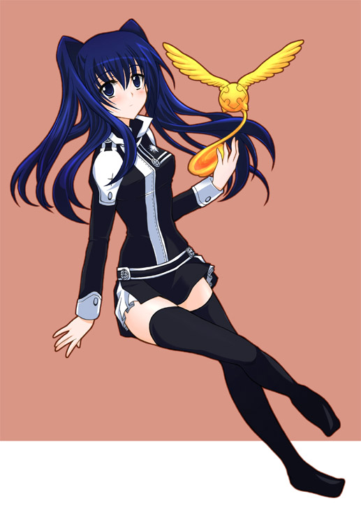 megumi ryouko, lenalee lee, timcanpy, d.gray-man, 00s, blue hair, solo, thighhighs, twintails, zettai ryouiki