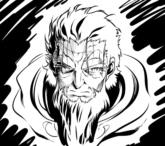 himura kiseki, kischur zelretch schweinorg, fate/stay night, fate (series), type-moon, 00s, beard, facial hair, greyscale, male focus, monochrome, solo