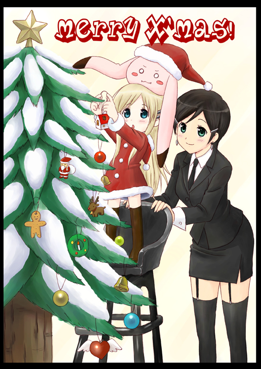 futari no ana, ootaka narumi, christmas, thighhighs, zettai ryouiki