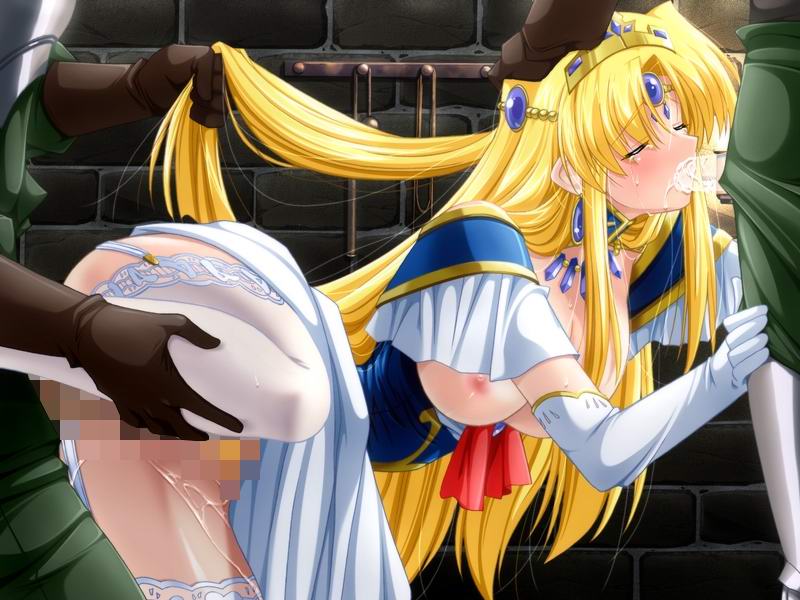 iriasutera erushie barutoraaju, kijoku princess double kari, nel (company), lace-trimmed legwear, game cg, 00s, 1girl, blonde hair, blush, breasts, censored, circlet, closed eyes, cum, cum in mouth, doggystyle, dress, fellatio, from side, gang rape, gloves, grabbing another's hair, group sex, hetero, holding another's hair, invisible penis, lace, lace trim, large breasts, leg lift, long hair, mmf threesome, mosaic censoring, no bra, open clothes, open shirt, oral, penis, princess, rape, sex, sex from behind, shirt, solo focus, spitroast, spoils, spread legs, tears, thighhighs, threesome, white thighhighs