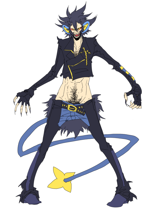 luxray, nintendo, pokemon, non-web source, 1boy, gen 4 pokemon, male focus, personification, solo, tail