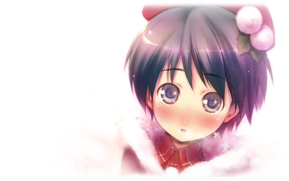 chinchickrin, kikuchi makoto, idolmaster, idolmaster (classic), idolmaster 1, 00s, 1girl, beret, black hair, blue eyes, female focus, hat, santa costume, short hair, solo