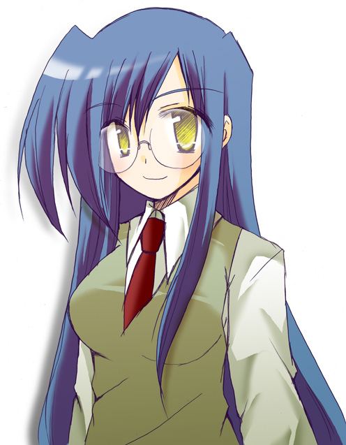 kari (instrumental), kari (pixiv462679), aono makishi, torikoro, bad id, bad pixiv id, 1girl, female focus, glasses, necktie, school uniform, solo