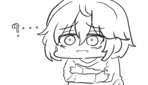 kawamochi (kawauti919), anastasia (idolmaster), idolmaster, idolmaster cinderella girls, …, 1girl, ?, chibi, greyscale, hair between eyes, long sleeves, monochrome, parted lips, shirt, simple background, solo, upper body, wavy mouth, white background