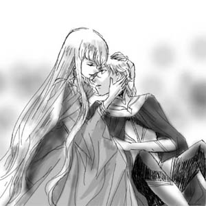 jomy marquis shin, physis, toward the terra, lowres, tagme, greyscale, hug, monochrome
