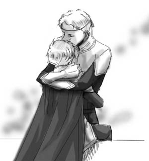 jomy marquis shin, toward the terra, lowres, 2boys, greyscale, hug, leo (zodiac), monochrome, multiple boys, zodiac