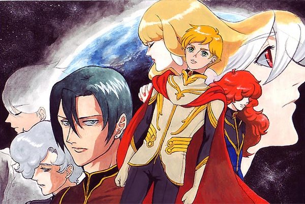 jomy marquis shin, jonah matsuka, keith anyan, physis, soldier blue, tony, tony (toward the terra), toward the terra, 1girl, 6+boys, cape, earth (planet), everyone, multiple boys
