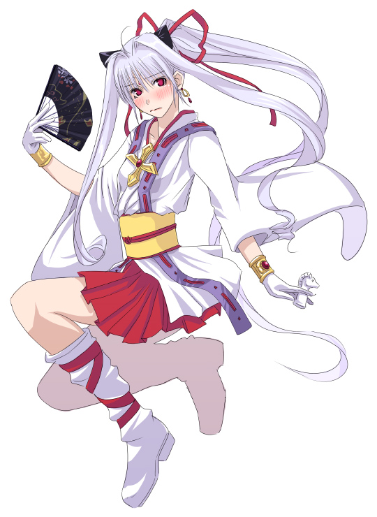 mr.romance, kaitou jeanne, kataasa-ko, katar assa child, kamikaze kaitou jeanne, ragnarok online, 1girl, albino, cosplay, female focus, kaitou jeanne (cosplay), ponytail, red eyes, solo, white hair
