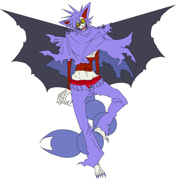gliscor, nintendo, pokemon, non-web source, 1boy, androgynous, full body, gen 4 pokemon, goggles, male focus, personification, pokemon (creature), simple background, solo, tail, white background, wings