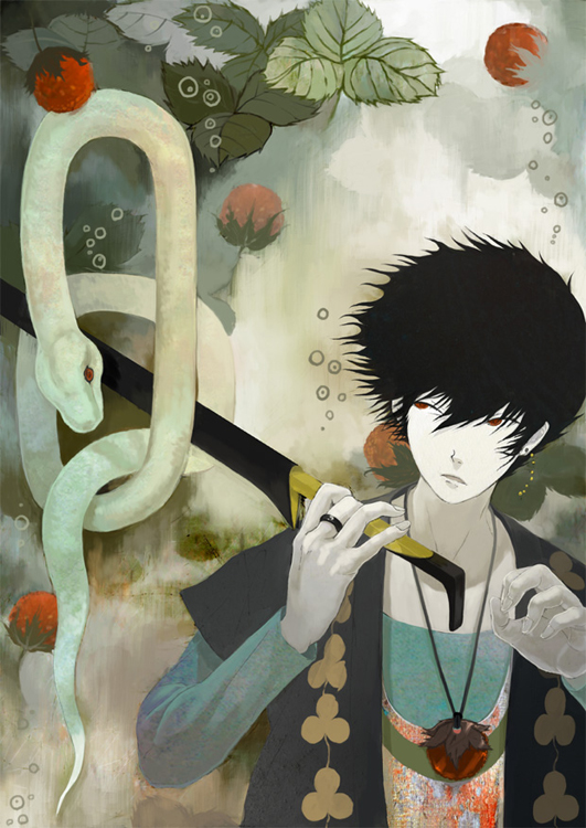 sakamoto himemi, original, bad id, bad pixiv id, 1boy, male focus, snake, solo