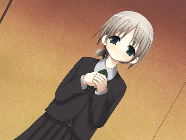 shiro (octet), liselsia cesarini, symphonic rain, silver hair, blush, green eyes, ponytail, ribbon, short hair, solo