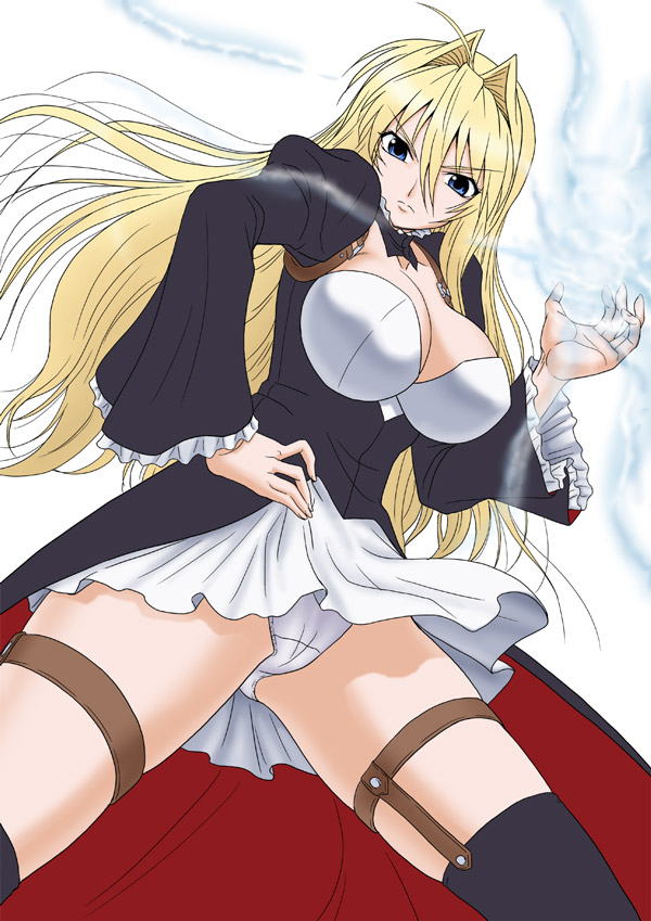 misnon the great, tsukiumi, sekirei, 00s, ahoge, blonde hair, blue eyes, long hair, panties, solo, thigh strap, thighhighs, underwear