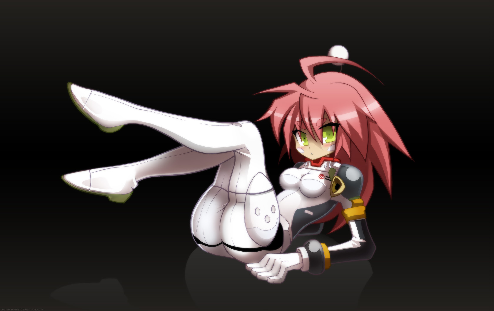 mm (kemeko deluxe), kemeko deluxe, highres, tagme, 00s, bodysuit, green eyes, long hair, pink hair