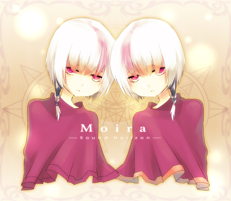 amamiya ten'ya, artemisia, eleuseus, moira, sound horizon, multicolored hair, pink eyes, siblings, symmetry, twins, white hair