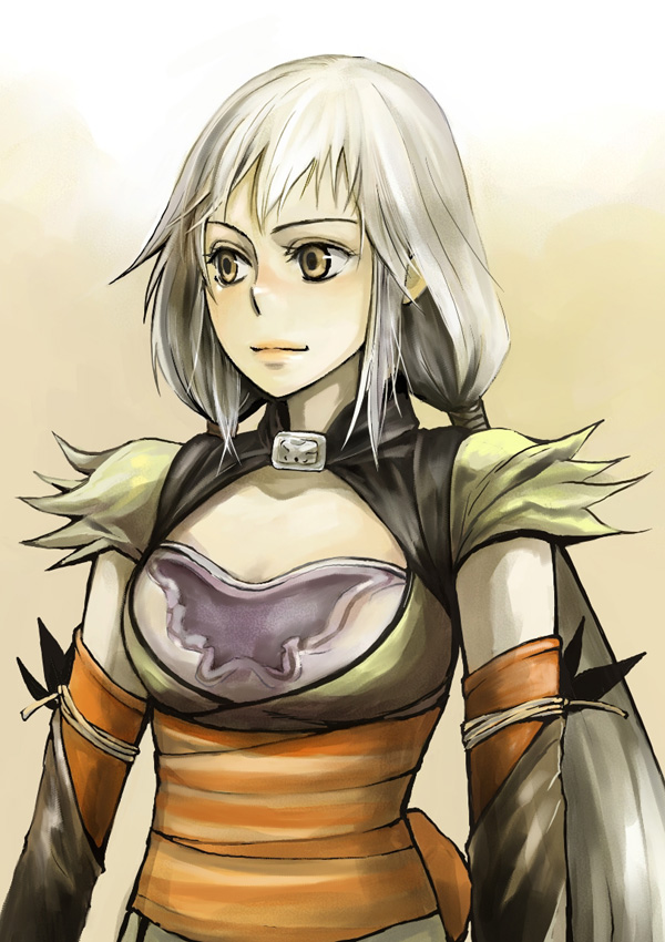 tamasabu, marica (suikoden), marica (suikoden tierkreis), gensou suikoden, gensou suikoden tierkreis, bad id, bad pixiv id, 1girl, detached sleeves, female focus, grey hair, long hair, solo