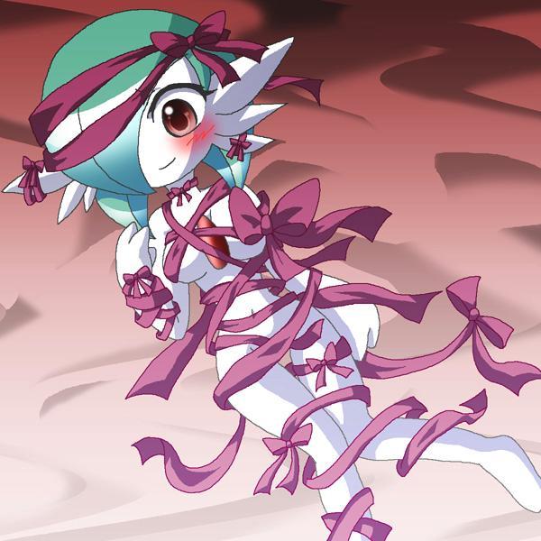 shiratsuki (royal moon), gardevoir, nintendo, pokemon, tied up, blush, bound, gen 3 pokemon, pokemon (creature), ribbon