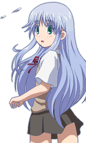 awa, index (toaru majutsu no index), toaru majutsu no index, lowres, 00s, blue hair, green eyes, jaggy lines, long hair, looking back, oekaki, school uniform, solo