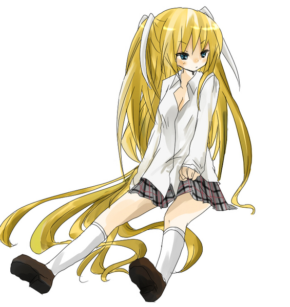 tsukiyo, tsukiyo (skymint), tokido saya, little busters!, bad id, bad pixiv id, blonde hair, long hair, solo, very long hair