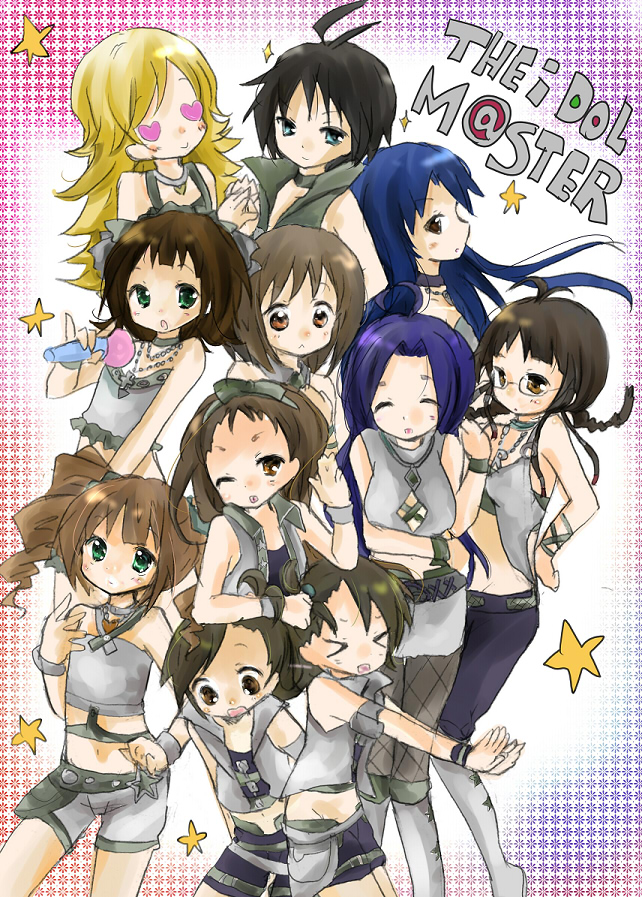 tsukiyo, tsukiyo (skymint), akizuki ritsuko, amami haruka, futami ami, futami mami, hagiwara yukiho, hoshii miki, kikuchi makoto, kisaragi chihaya, minase iori, miura azusa, takatsuki yayoi, idolmaster, idolmaster (classic), idolmaster 1, bad id, bad pixiv id, 00s, 6+girls, antenna hair, cool & sexy (idolmaster), multiple girls, siblings, sisters, twins, twintails