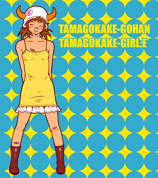 kzm, animal hat, bandaid, boots, dress, hat, horns, solo, twintails