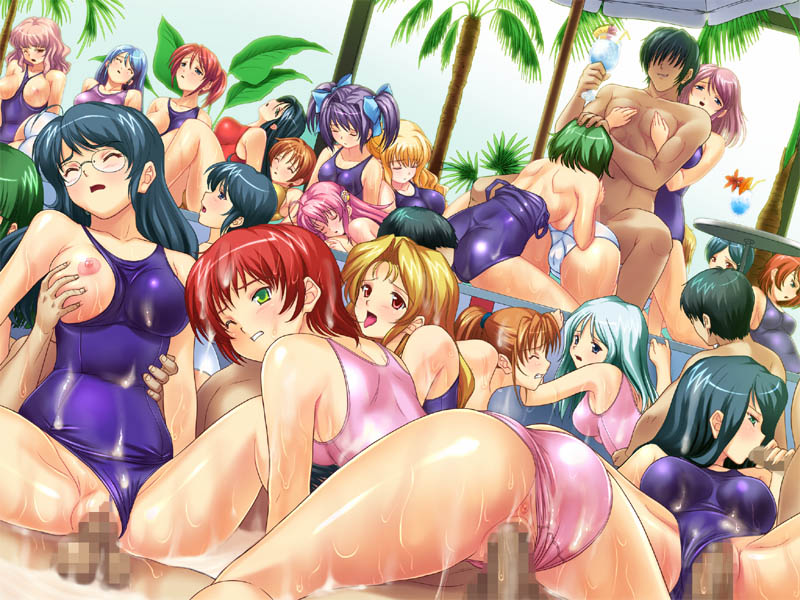 breasts, censored, cleavage, everyone, penis, pussy, sex, swimsuit