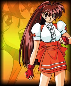 kimura takahiro, takeuchi yuka, variable geo, lowres, official art, 1990s (style), bow, fingerless gloves, gloves, hair bow, retro artstyle, waitress