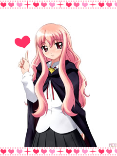louise francoise le blanc de la valliere, zero no tsukaima, artist request, lowres, non-web source, 00s, 1girl, cape, female focus, heart, long hair, pentacle, pink eyes, pink hair, qvga, solo, white background