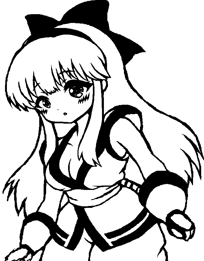 nakoruru, samurai spirits, snk, the king of fighters, 1girl, ainu clothes, blush, breasts, cleavage, hair ribbon, large breasts, legs, long hair, monochrome, oekaki, pants, parted lips, ribbon, sketch, solo, thighs, weapon