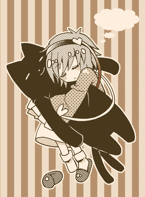 taki tarou, takitarou, komeiji satori, touhou, 1girl, brown theme, female focus, halftone, monochrome, solo