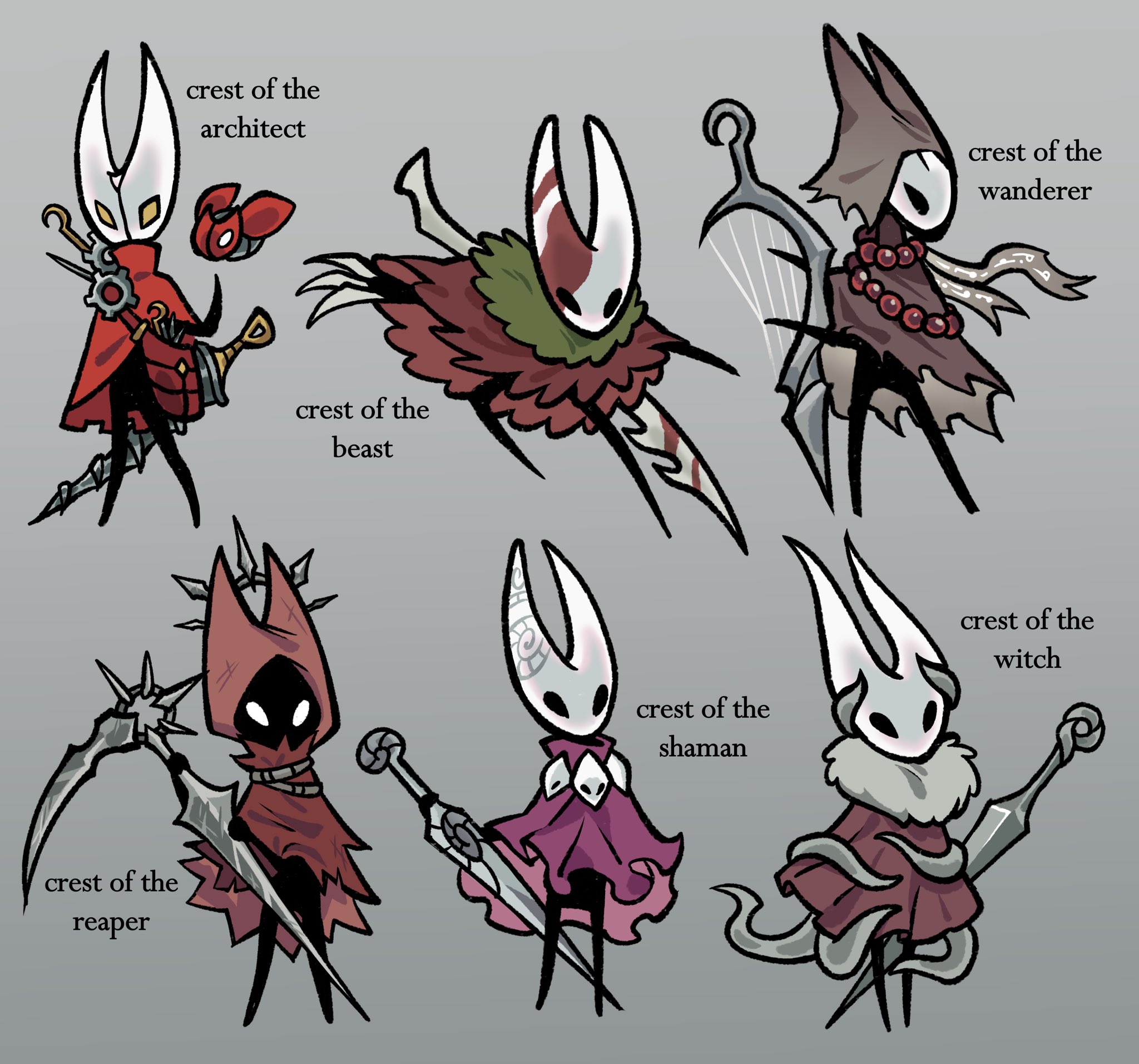 hornet (hollow knight), hollow knight, hollow knight: silksong, highres, 1girl, arthropod girl, bug, claw (weapon), claws, cloak, crest (hollow knight), drill, drone, english text, gears, harp, hood, instrument, jewelry, mask, music, necklace, pesticydes, playing instrument, red cloak, rosary, scythe, simple background, weapon