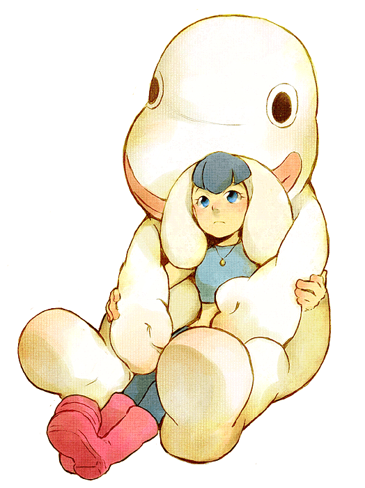 kaba, tame, chroniko, kaiba (character), kaiba, bad id, bad pixiv id, 00s, 1girl, animal hat, boots, hat, hug, jewelry, necklace, pink boots, sitting
