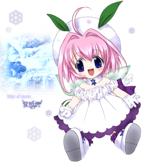 sugar (chicchana yukitsukai sugar), chicchana yukitsukai sugar, tagme, 00s, happy, smile, snowflakes, solo