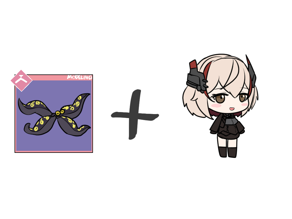 akaoni (zumt3548), doctor octopus, roon (azur lane), azur lane, marvel, spider-man (series), 1girl, :d, black gloves, black jacket, black skirt, blonde hair, blush stickers, boots, brown eyes, chest strap, chibi, english text, gloves, hair between eyes, horns, jacket, mechanical horns, open mouth, plus sign, red streaks, short hair, simple background, skirt, smile, solo, tentacles, white background