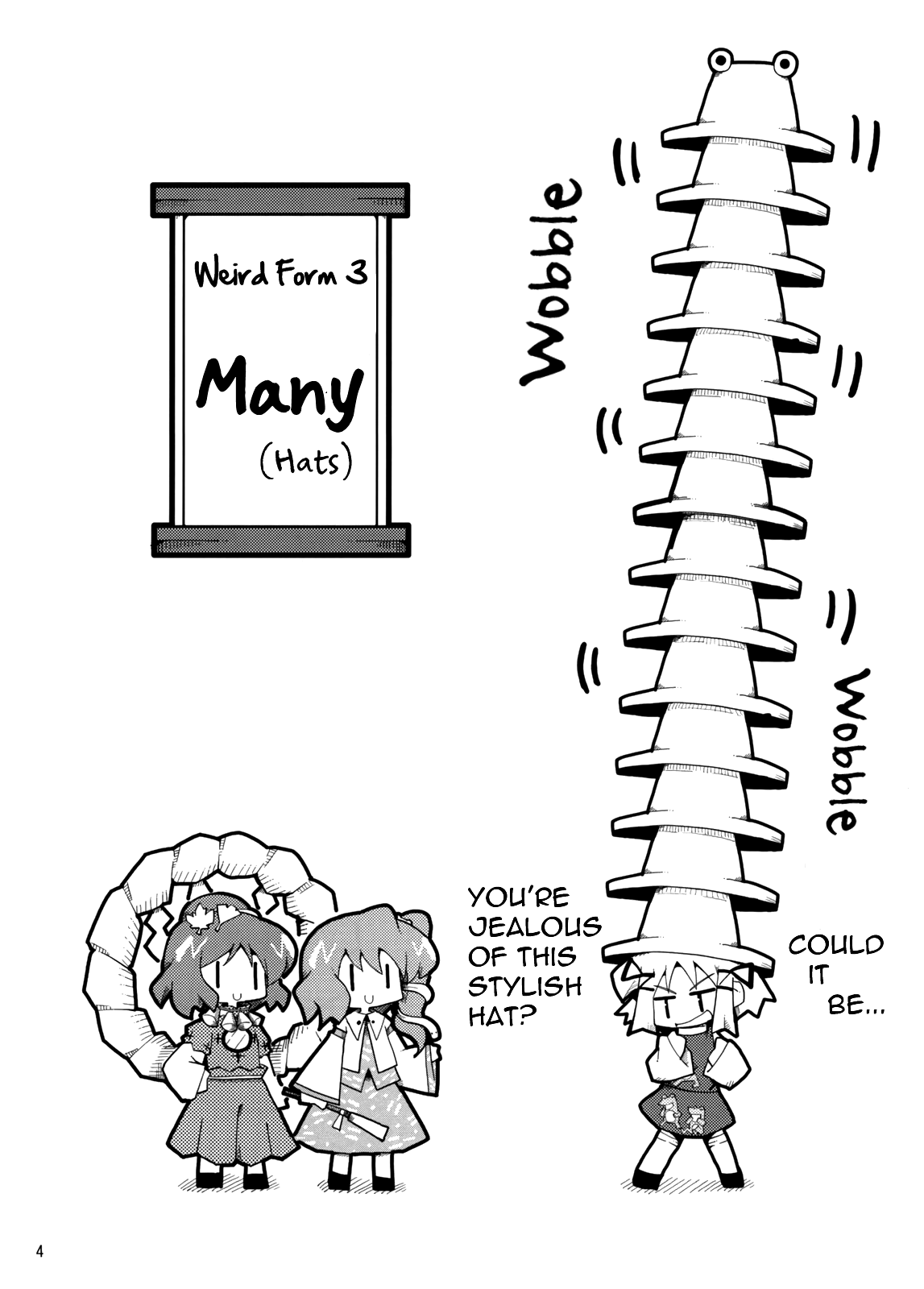 herada mitsuru, kochiya sanae, moriya suwako, yasaka kanako, touhou, hard-translated, highres, third-party edit, translated, comic, english text, female focus, greyscale, hat, monochrome, | |