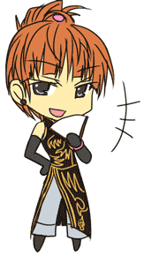 isya, ushiromiya eva, umineko no naku koro ni, lowres, 00s, chibi, hand fan, solo