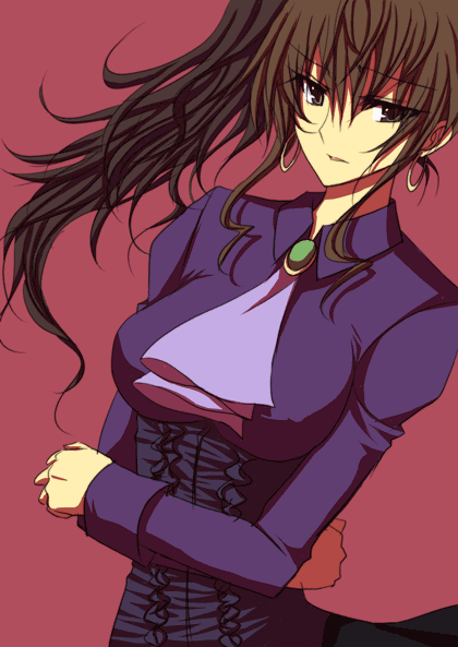 isya, ushiromiya natsuhi, umineko no naku koro ni, 00s, brown eyes, brown hair, earrings, jewelry, solo
