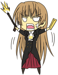 isya, ushiromiya rosa, umineko no naku koro ni, lowres, 00s, chibi, gun, solo, weapon